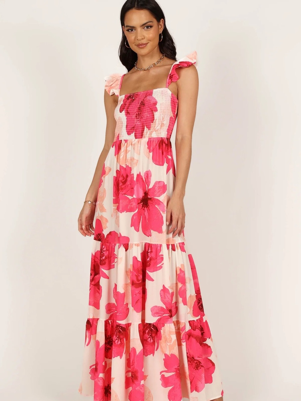 Pink Floral Smocked Maxi Dress - petal and pup